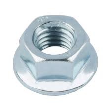 Porca flange metálica prateada hexagonal com flange circular