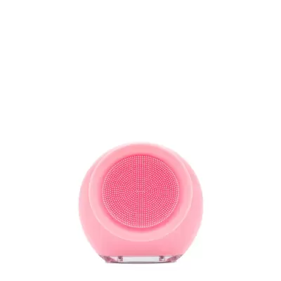 Dispositivo de limpeza facial rosa com cerdas em silicone