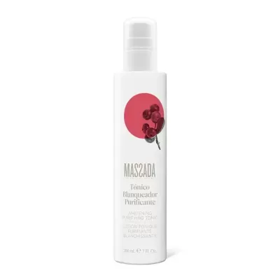 Frasco branco de tónico branqueador purificante MASQADA com frutos vermelhos