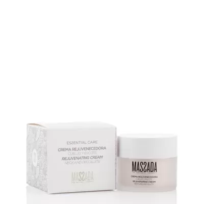 Creme rejuvenescedor MASSADA para pescoço e decote com caixa branca e frasco translúcido