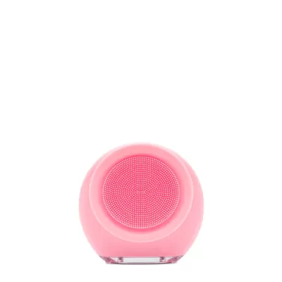 Dispositivo de limpeza facial rosa com cerdas em silicone