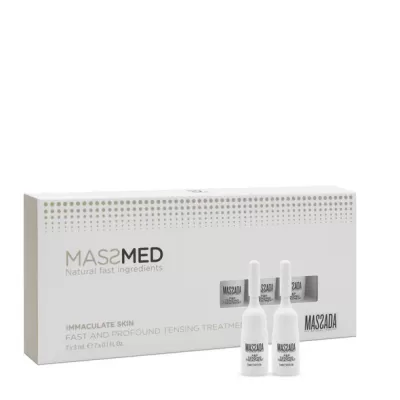 Embalagem branca MAS2MED com ampolas brancas para tratamento da pele