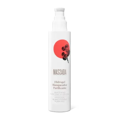 Frasco branco de hidrogel branqueador purificante MASSADA com tampa de bomba e design minimalista