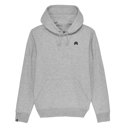 Sweatshirt cinzenta de capuz com bolso e cordões