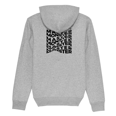 Casaco com capuz cinza claro e estampa preta MONSTER nas costas