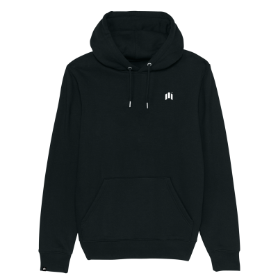 Sweatshirt preta com capuz e bolso frontal