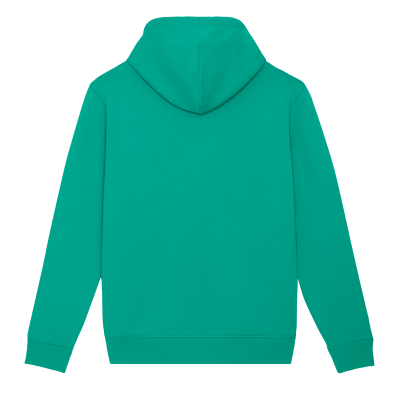 Sweatshirt com capuz verde água vista de trás
