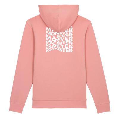 Casaco com capuz rosa e estampa branca atrás MONSTER