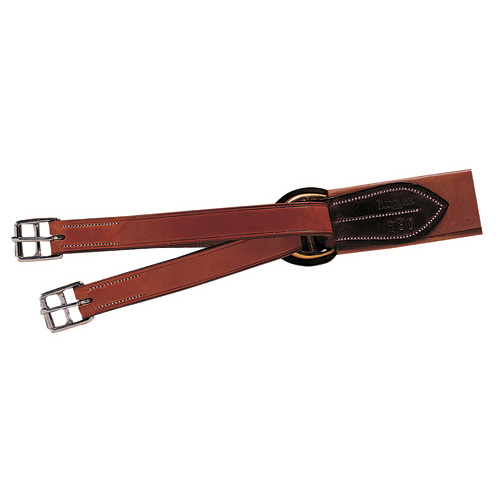 Cinto largo de pele castanha com fivela dupla prateada e detalhe em pele preta