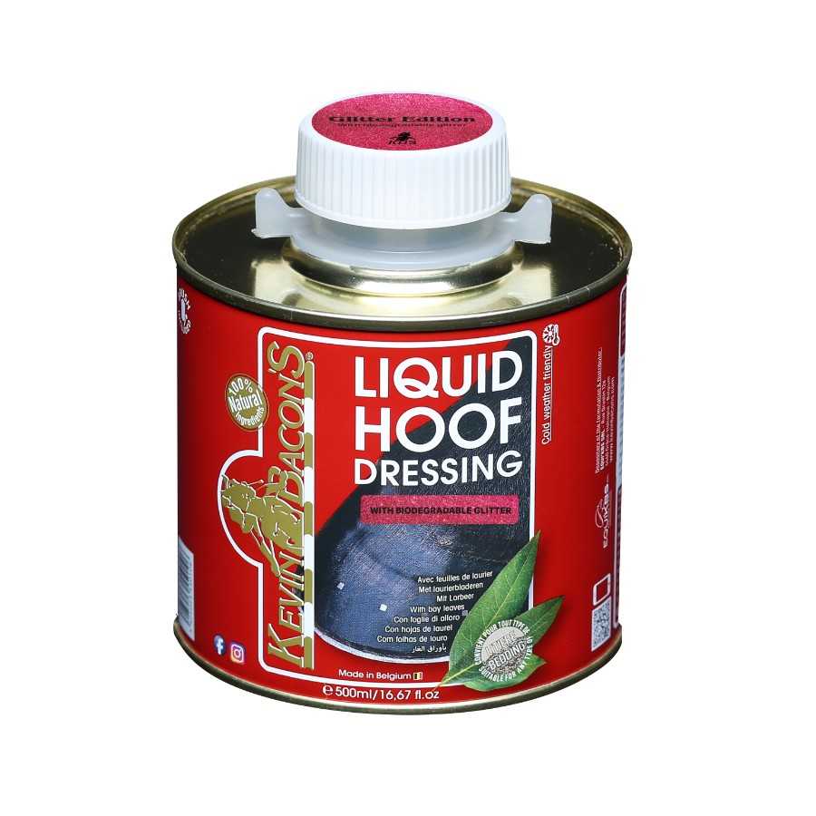 Frasco metálico vermelho Kevin Bacons Liquid Hoof Dressing 500ml com tampa branca