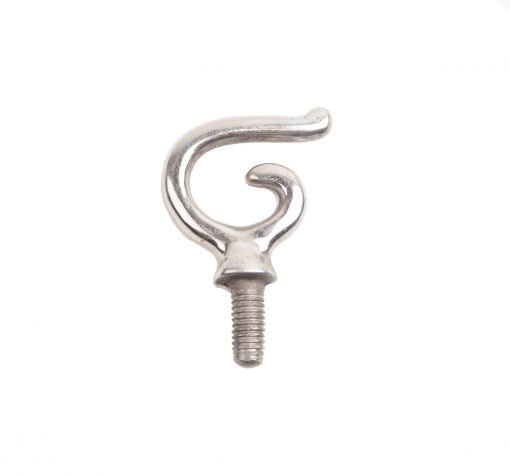 Gancho metálico prateado com parafuso