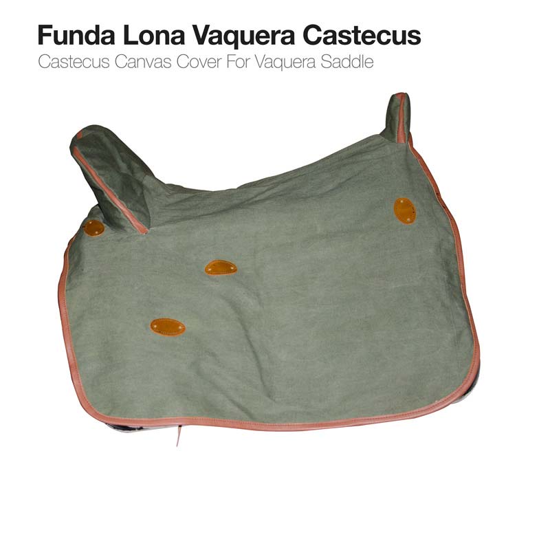 Funda lona vaquera cinzento-esverdeada com bordas salmão e orifícios laranja