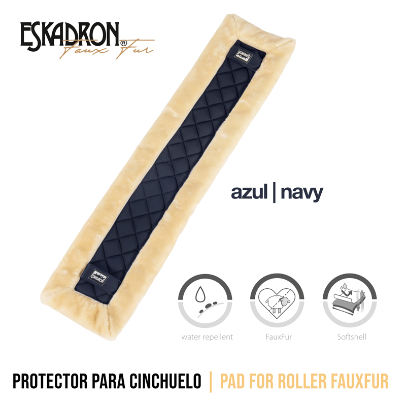 Protetor para cinchuelo azul navy com acabamento em faux fur bege