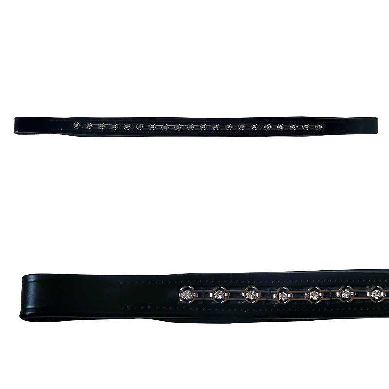 Correia preta fina com cristais decorativos ao centro