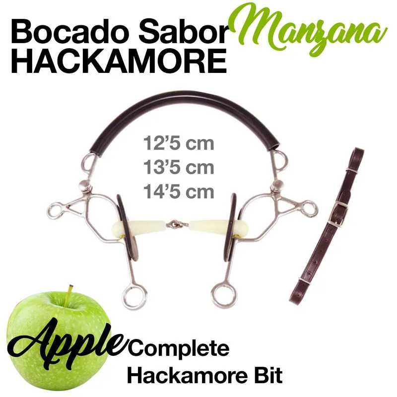 Bocado Hackamore com maçã verde e correia castanha