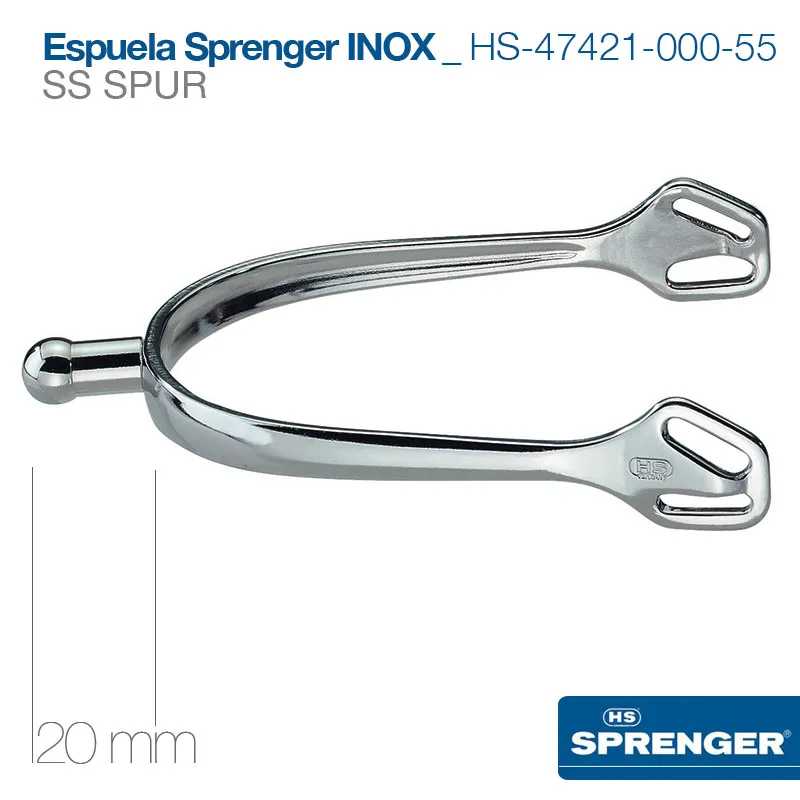 Espora metálica Sprenger INOX em aço inox polido com texto e logótipo visíveis