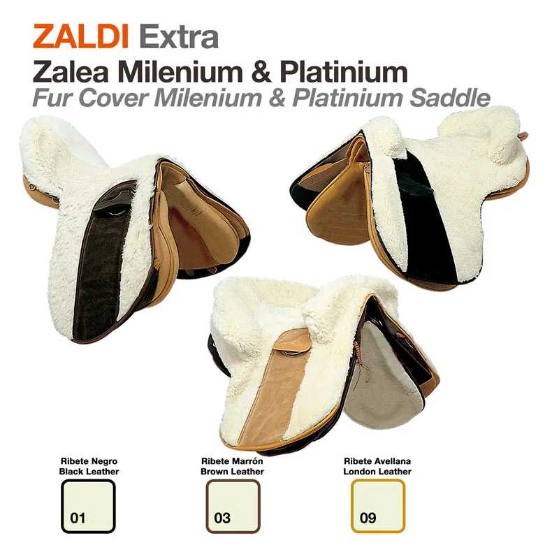 Três capas de sela ZALDI Extra com revestimento em pele e couro em três cores distintas