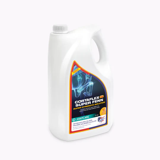 Frasco branco de 5 litros do produto Cortaflex Super Fenn para articulações
