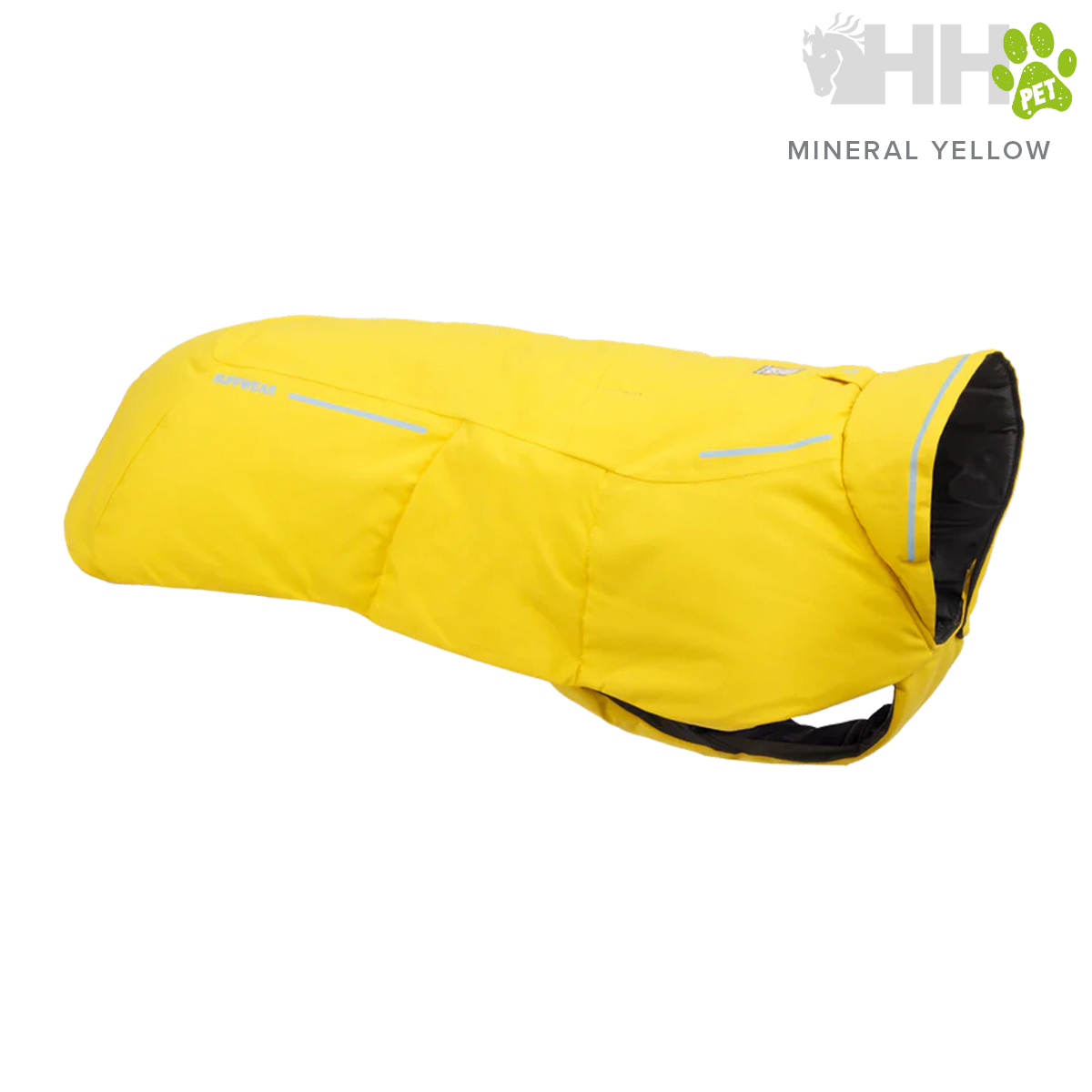 Casaco para cão amarelo mineral com interior preto e reflectores cinzentos
