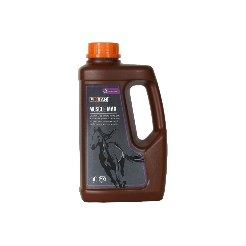 Frasco de suplemento líquido FORAN MUSCLE MAX para cavalos