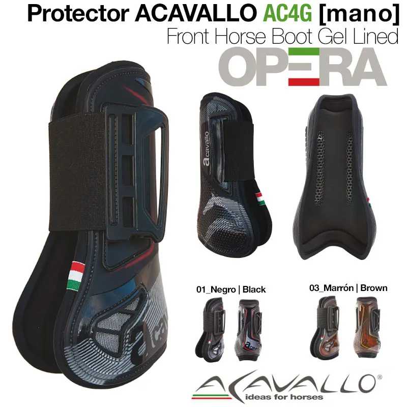 Protetores para cavalos Acavallo AC4G em preto e castanho com revestimento de gel