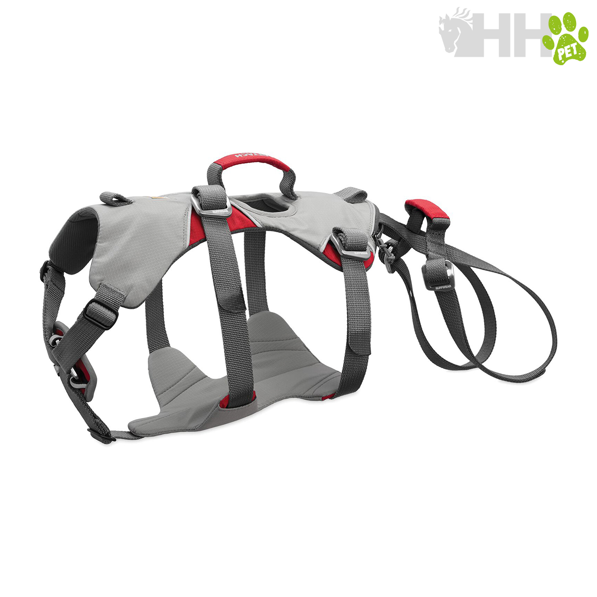 Peitoral para cão cinzento e vermelho com tiras ajustáveis