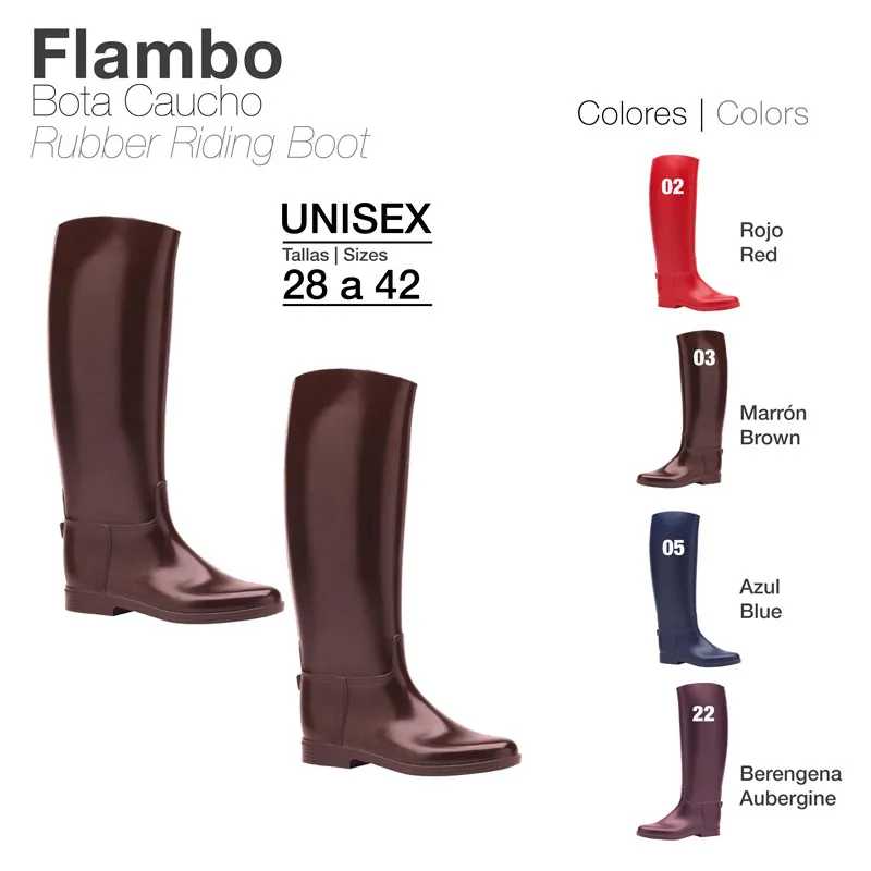 Botas de borracha Flambo em várias cores com tamanhos unissexo indicados
