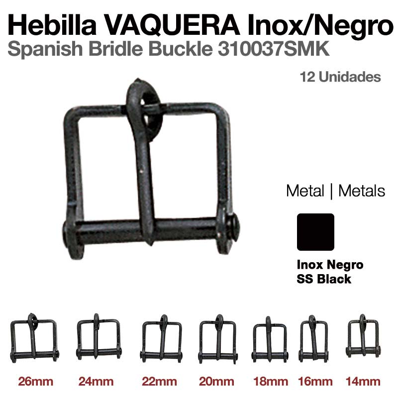 Hebilla vaquera inox negro metal preta de vários tamanhos