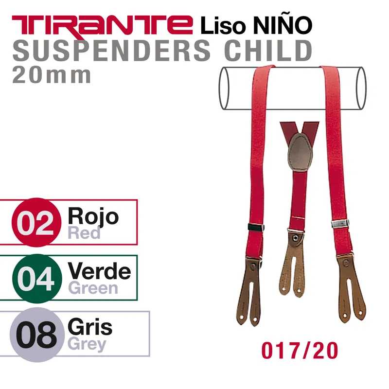 Suspensórios para criança vermelhos de 20mm com detalhes castanho