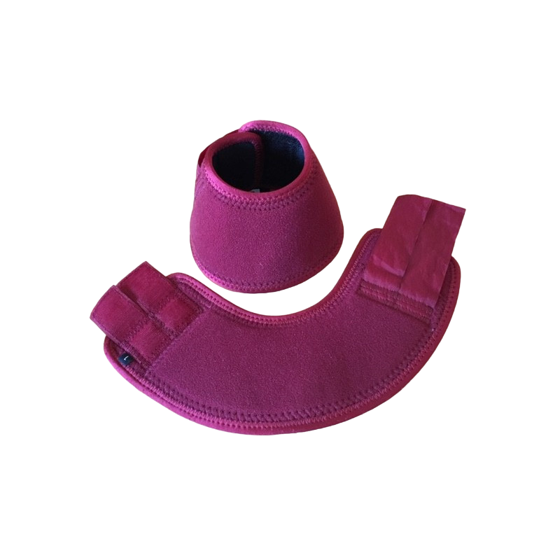 Conjunto de proteção para casco de cavalo em neopreno rosa com fechos em velcro