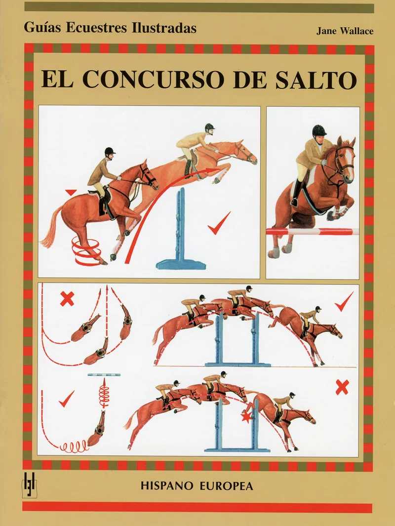 Capa de livro Guías Ecuestres Ilustradas EL CONCURSO DE SALTO com ilustrações de saltos e cavaleiro