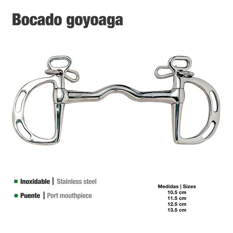 Freio de aço inoxidável para cavalo, modelo Bocado goyoaga em variadas medidas.