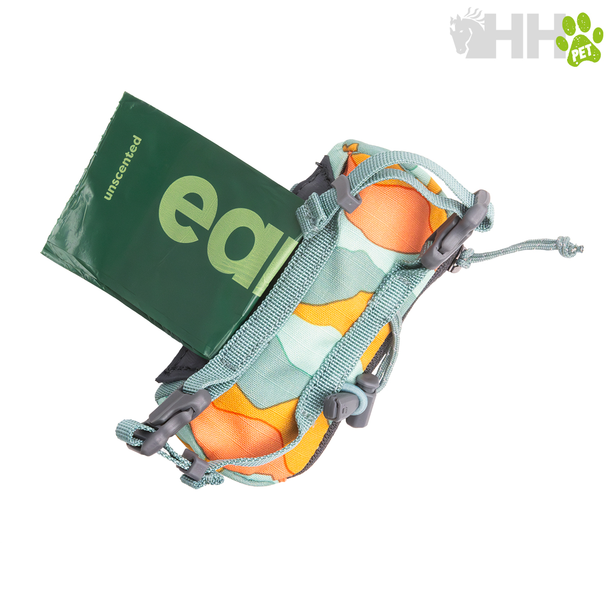 mochila para cão colorida com embalagem verde