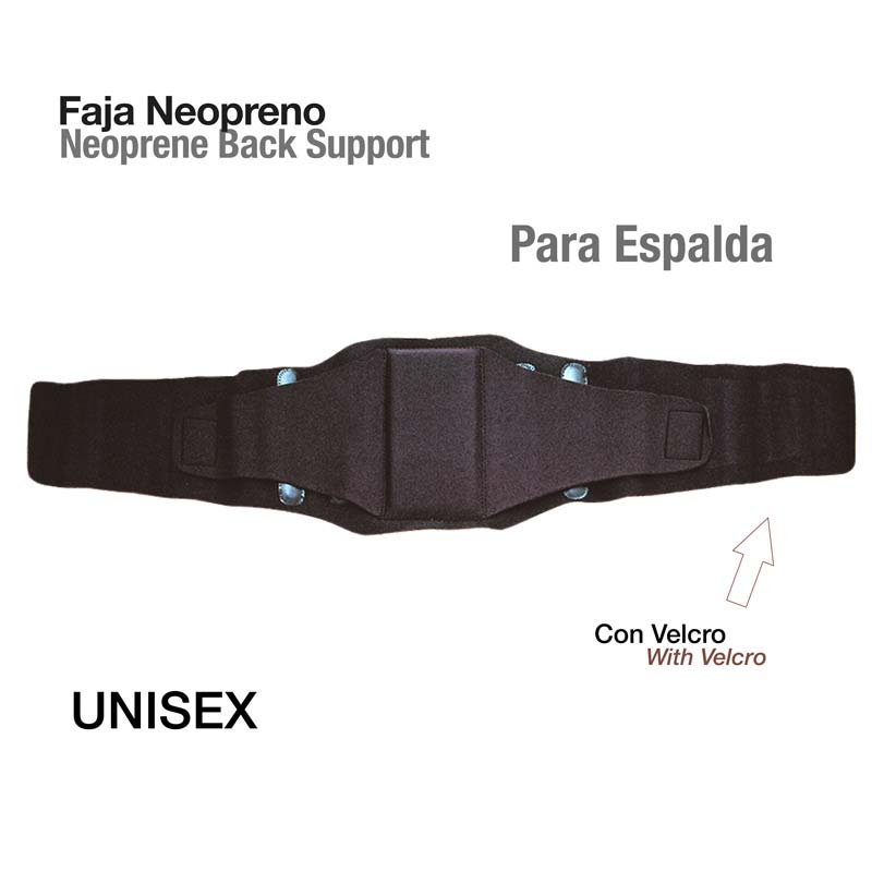 Faja Neopreno preta para suporte de costas unissexo com velcro
