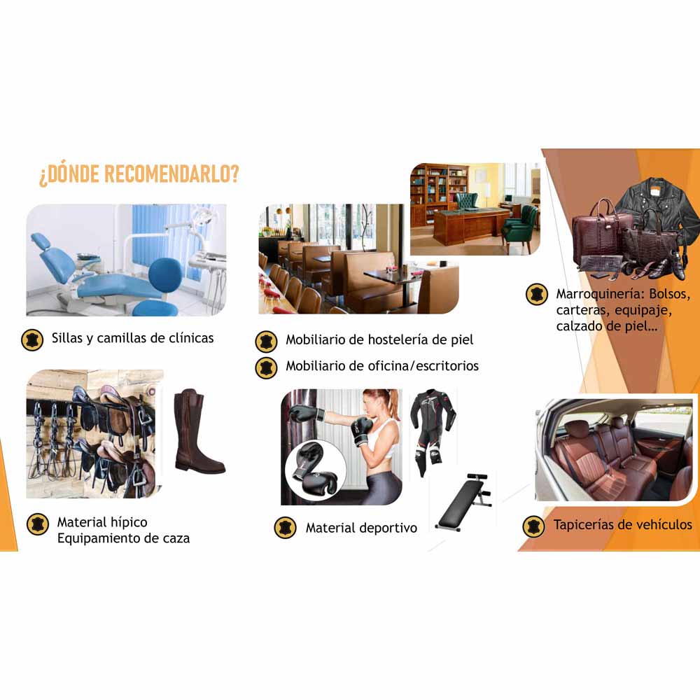 Infográfico sobre usos de materiais em vários tipos de móveis e equipamento.
