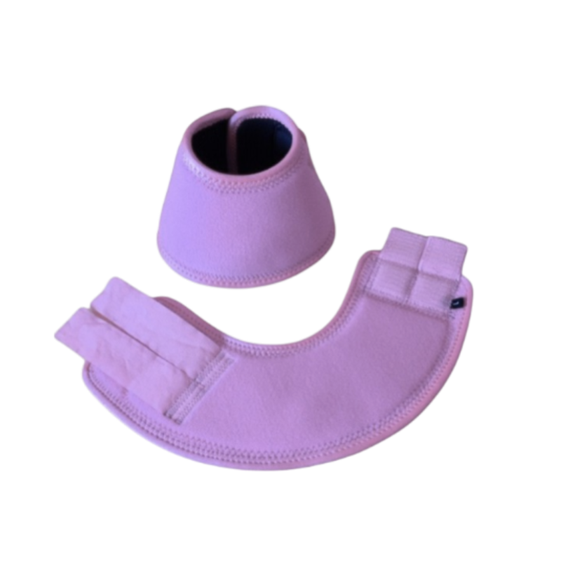 Conjunto de proteção para casco de cavalo rosa em tecido sintético com fechos de velcro