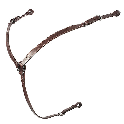 Acessório em couro castanho com fivelas metálicas