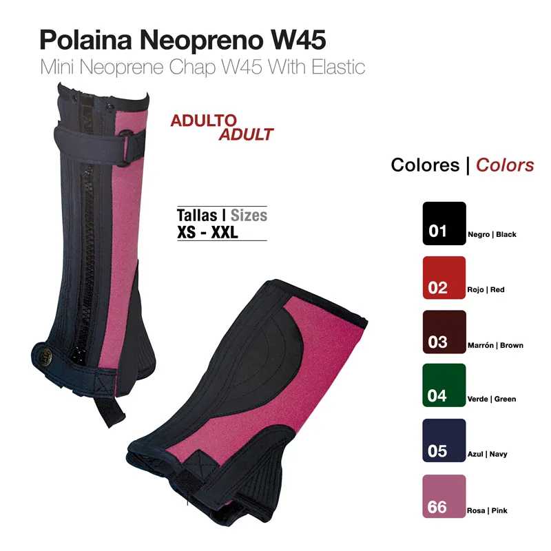 Polaina de neopreno W45 rosa e preta para adultos