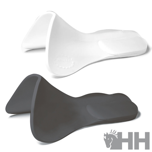 Suportes anatómicos para sela em branco e cinza escuro sobre fundo branco