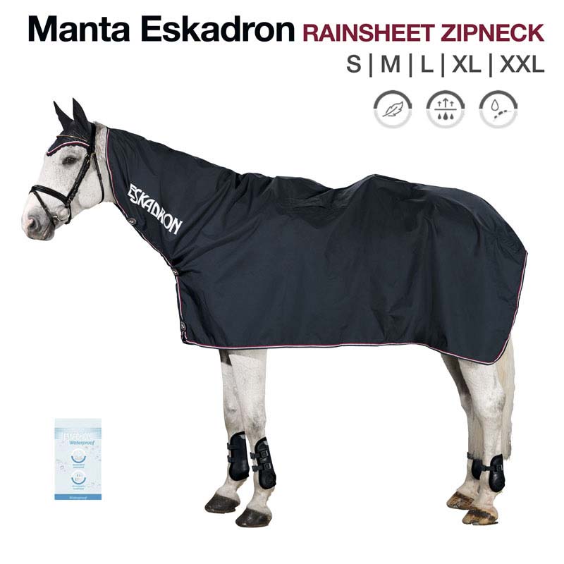 Manta preta Eskadron para cavalo com zipneck