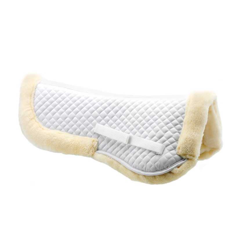 Almofada para sela de cavalo branca acolchoada com bordas de pelo