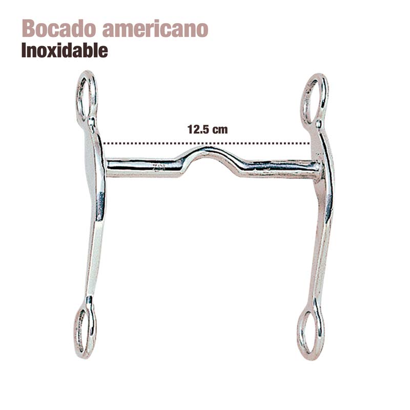 Bocado americano inoxidável prateado com 12,5 cm de largura