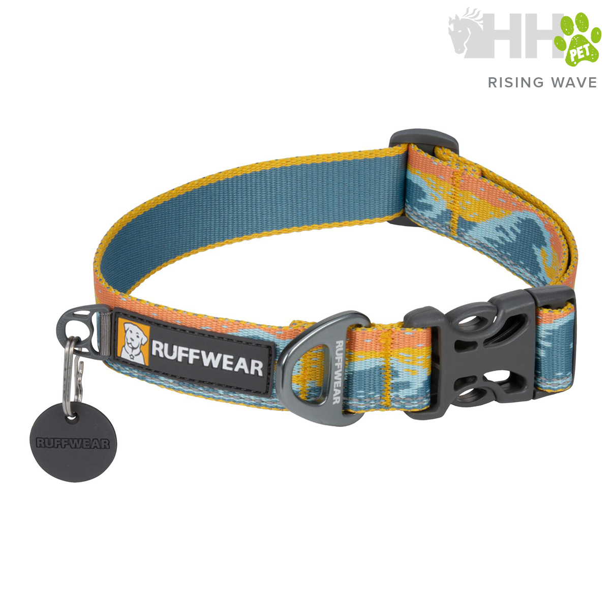 Coleira colorida RUFFWEAR para cães com fivela e anel metálico