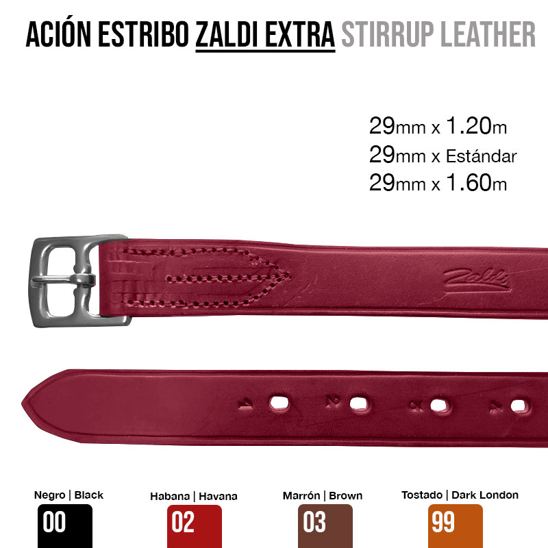 Correia vermelha em couro para estribo Zaldi Extra com fivela metálica
