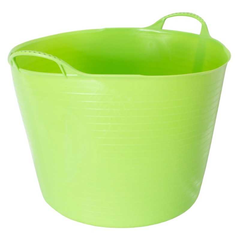 Balde ou cesto verde de plástico com pegas