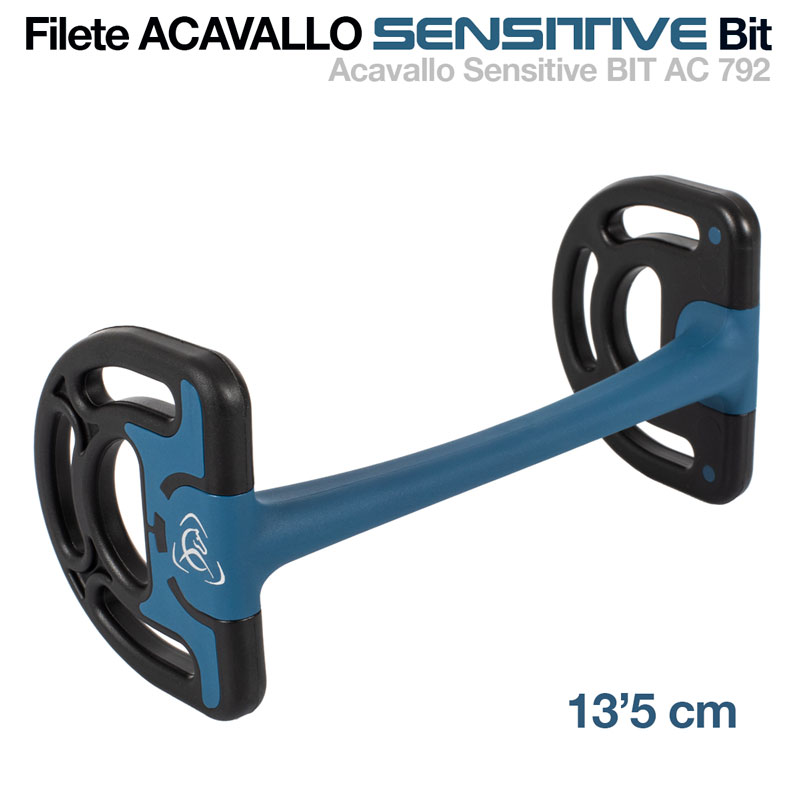 Filete Acavallo Sensitive Bit azul e preto com 13,5 cm