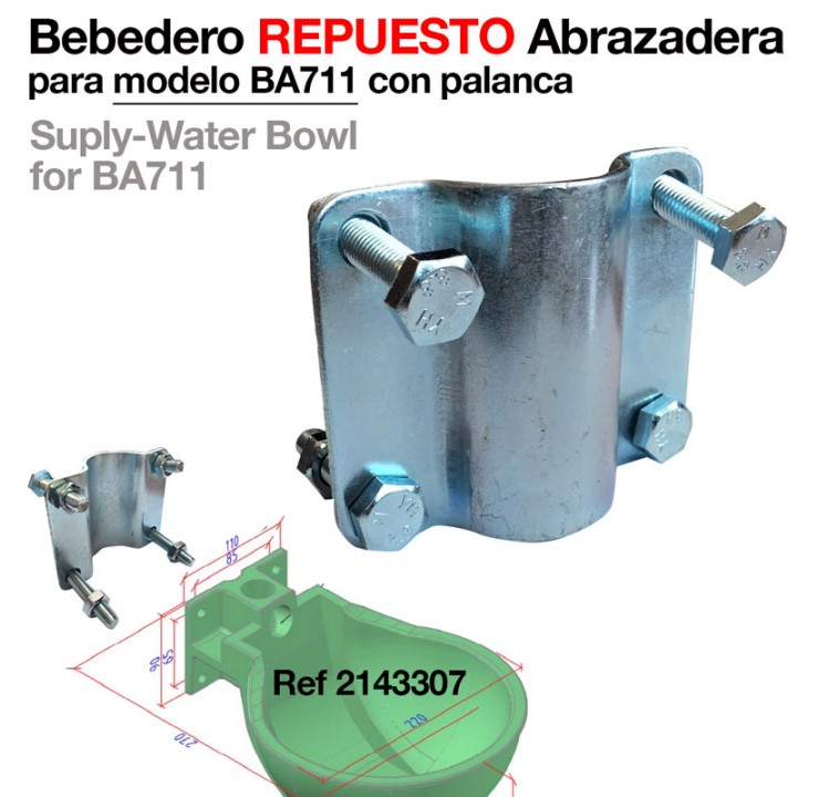 Abraçadeira metálica para bebedouro modelo BA711 com parafusos