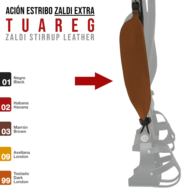 Estribo Zaldi Tuareg de couro com variações de cor
