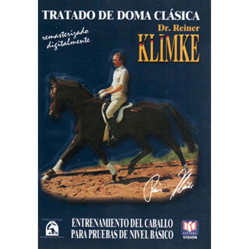 Capa de livro sobre doma clássica com cavalo e cavaleiro