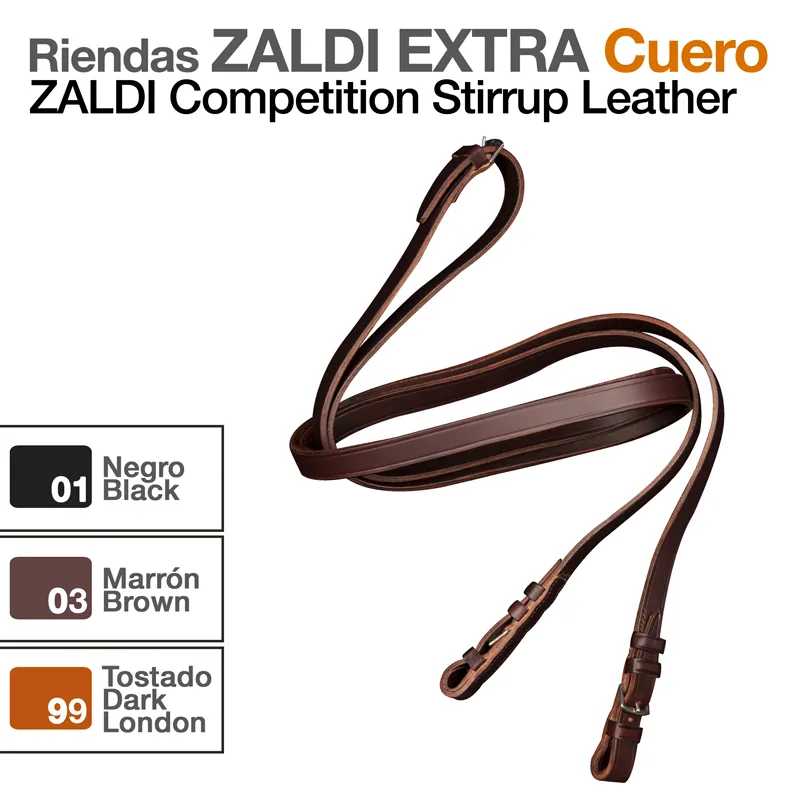 Rédeas de couro ZALDI EXTRA, disponíveis em três cores, texto indicativo do produto